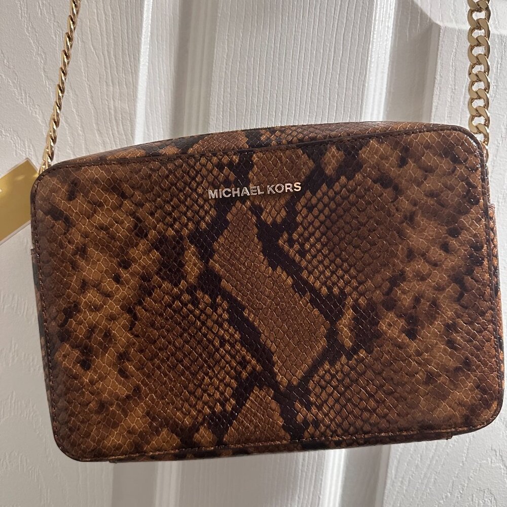 BRAND NEW - Michael Kors Cross Body Brown Snake print